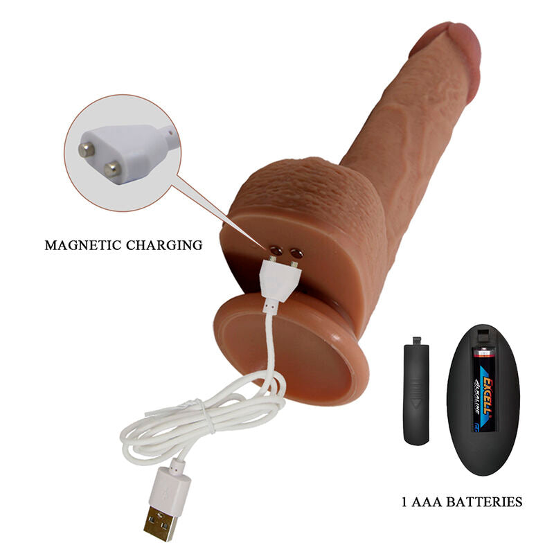 PRETTY LOVE - TOMMY REALISTISK STÖTANDE VIBRATOR MED FJÄRRKONTROLL MÖRKBRUN