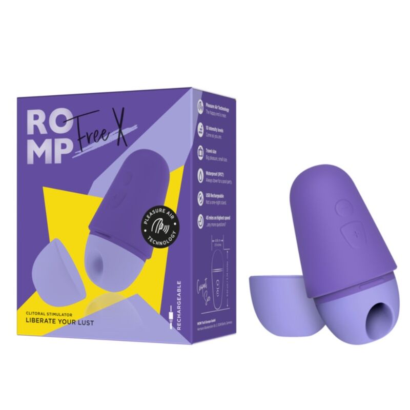 ROMP - FRI X KLITORALSTIMULATOR MED LOCK 10 NIVÅER UPPLADDNINGSBAR LILA