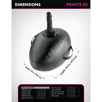 FETISH FANTASY SERIES - BODY DOCK INFLATABLE LOVE BALL WITH DILDO BLACK 41.9 CM