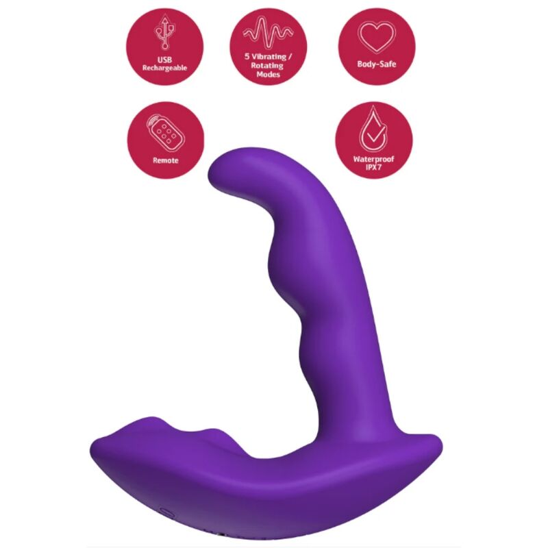 SHE.E.O - ROTERANDE VIBRERANDE ANALSTIMULATOR MED FJÄRRKONTROLL - LILA