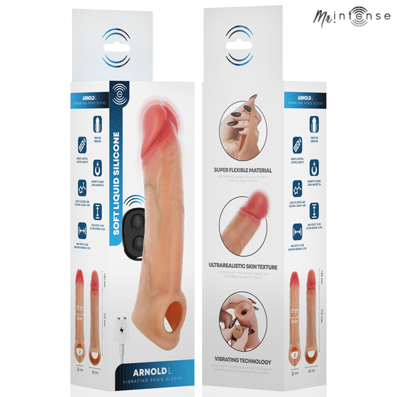 MR INTENSE - ARNOLD L VIBRATOR PENISHYLSA I SILIKON MED FJÄRRKONTROLL 16 CM -Ø- 4.5 CM