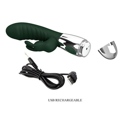 PRETTY LOVE - NAUGHTY BUNNY VIBRATOR 30 FUNKTIONER USB-UPPLADDNINGSBAR GRÖN
