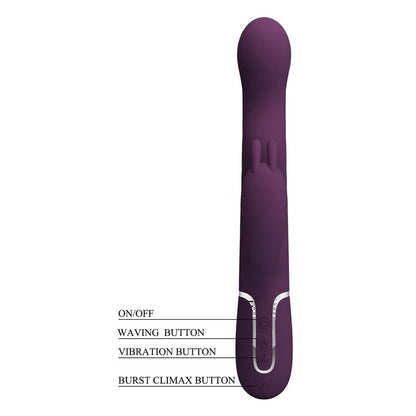PRETTY LOVE - LOURSEN KANINVIBRATOR MED STÖTANDE RÖRELSE OCH 7 VIBRATIONSLÄGEN USB-UPPLADDNINGSBAR LILA