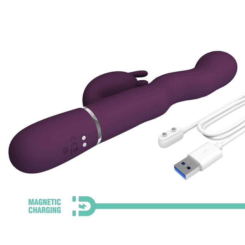 PRETTY LOVE - LOURSEN KANINVIBRATOR MED STÖTANDE RÖRELSE OCH 7 VIBRATIONSLÄGEN USB-UPPLADDNINGSBAR LILA