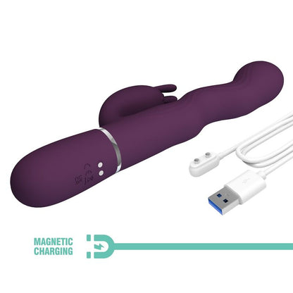 PRETTY LOVE - LOURSEN KANINVIBRATOR MED STÖTANDE RÖRELSE OCH 7 VIBRATIONSLÄGEN USB-UPPLADDNINGSBAR LILA