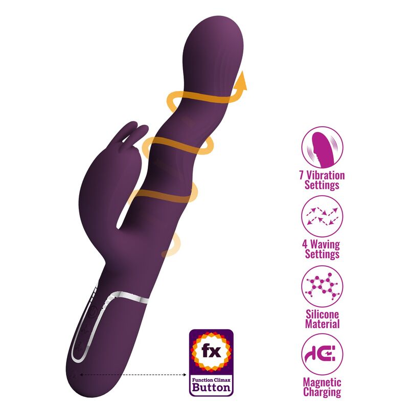 PRETTY LOVE - LOURSEN KANINVIBRATOR MED STÖTANDE RÖRELSE OCH 7 VIBRATIONSLÄGEN USB-UPPLADDNINGSBAR LILA