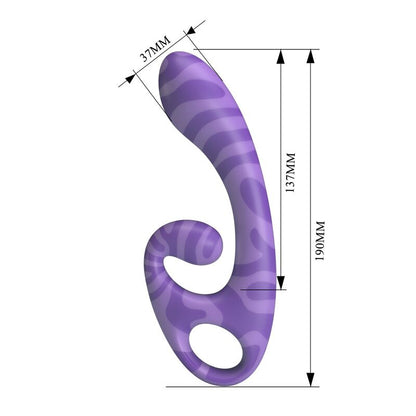 PRETTY LOVE - DUBBELSIDIG VIBRATOR MED HANDTAG FÖR SOMMAREN 19 CM Ø 3,5 CM LILA