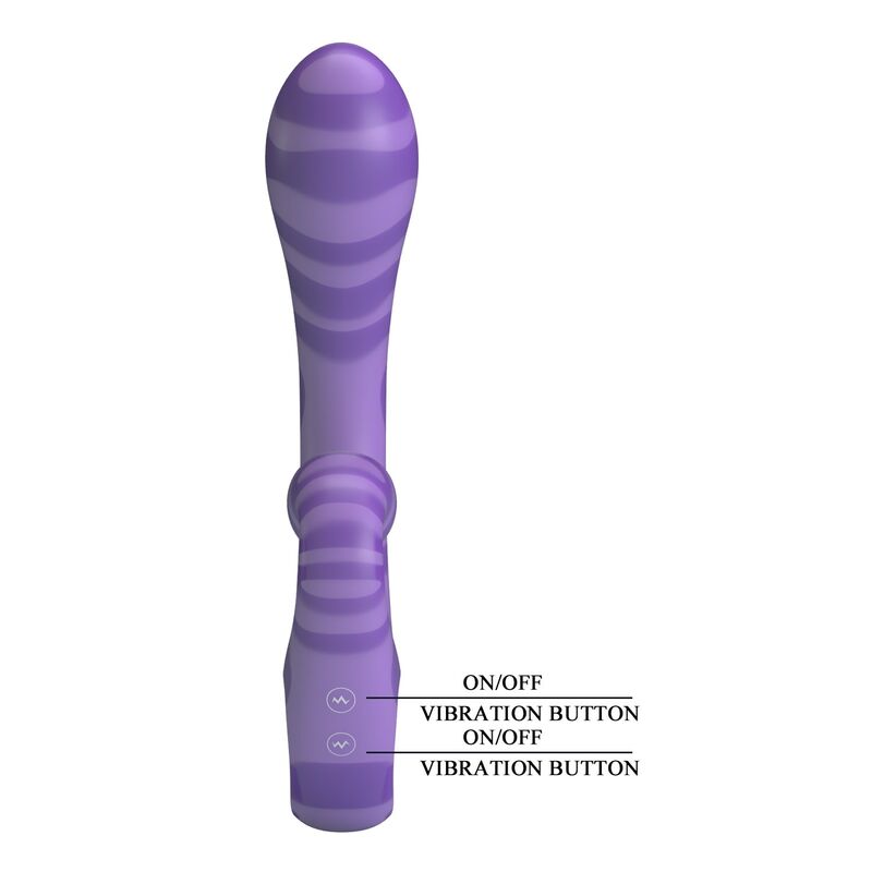PRETTY LOVE - DUBBELSIDIG VIBRATOR MED HANDTAG FÖR SOMMAREN 19 CM Ø 3,5 CM LILA