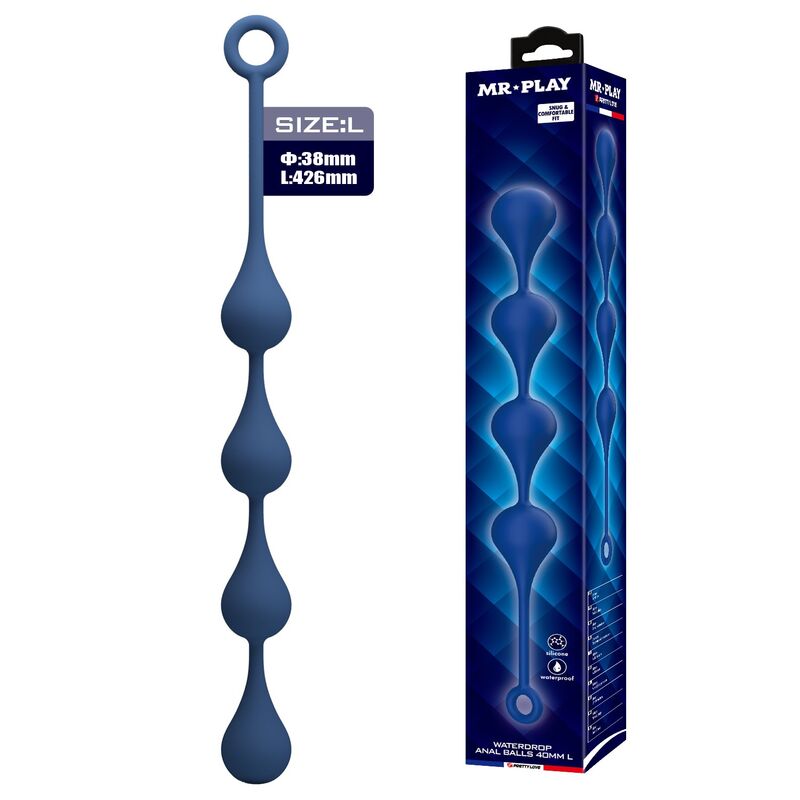 MR PLAY - ANALA KULOR I BLÅ SILIKON STORLEK L 42,6 CM