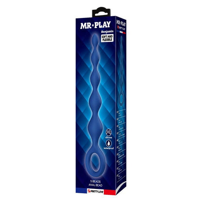 MR PLAY - BLÅA ANALPÄRLOR I SILIKON & ANALPLUGG 20,4 CM