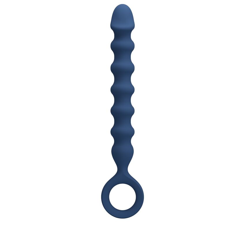 MR PLAY – BLÅ ANALPÄRLOR OCH ANALPLUGG I SILIKON – Ø 3,4 CM – 28,5 CM