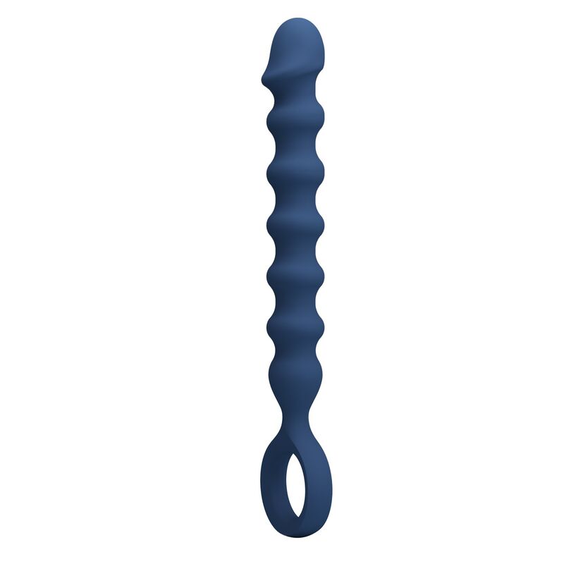 MR PLAY – BLÅ ANALPÄRLOR OCH ANALPLUGG I SILIKON – Ø 3,4 CM – 28,5 CM