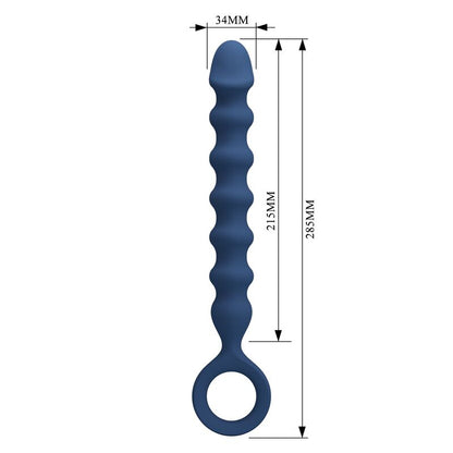 MR PLAY – BLÅ ANALPÄRLOR OCH ANALPLUGG I SILIKON – Ø 3,4 CM – 28,5 CM