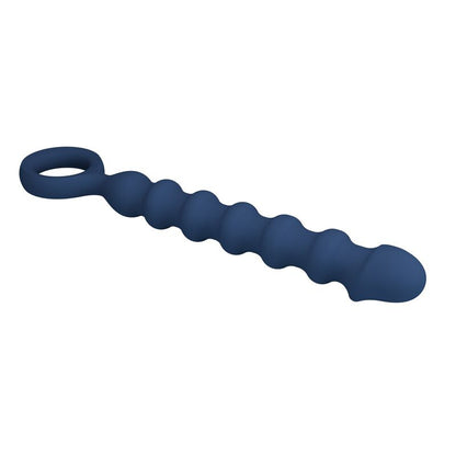 MR PLAY – BLÅ ANALPÄRLOR OCH ANALPLUGG I SILIKON – Ø 3,4 CM – 28,5 CM