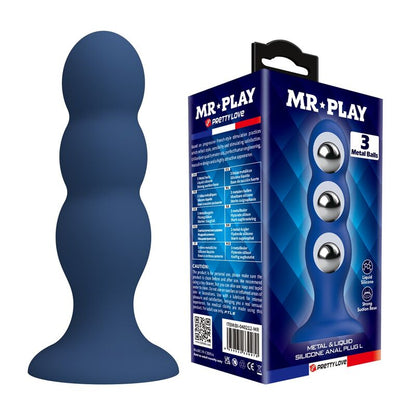MR PLAY - ANALPLUGG MED METALLKULOR OCH SUGPROPP BLÅ