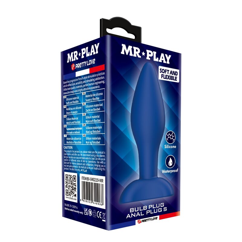 MR PLAY - KONISK ANALPLUGG I SILIKON BLÅ S