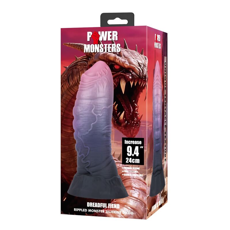 POWER MONSTERS - DREADFUL FIEND TVÅFÄRGAD FANTASY SILIKONDILDO 24 CM Ø 6 CM