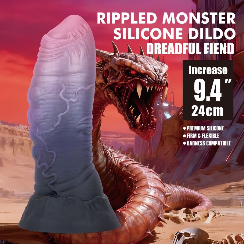 POWER MONSTERS - DREADFUL FIEND TVÅFÄRGAD FANTASY SILIKONDILDO 24 CM Ø 6 CM