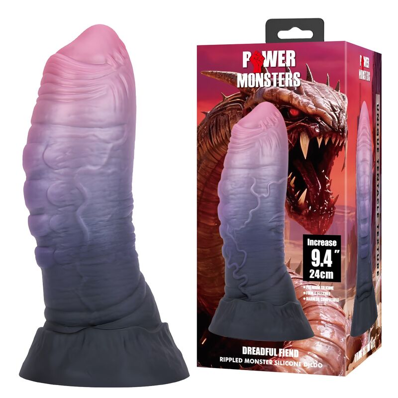 POWER MONSTERS - DREADFUL FIEND TVÅFÄRGAD FANTASY SILIKONDILDO 24 CM Ø 6 CM