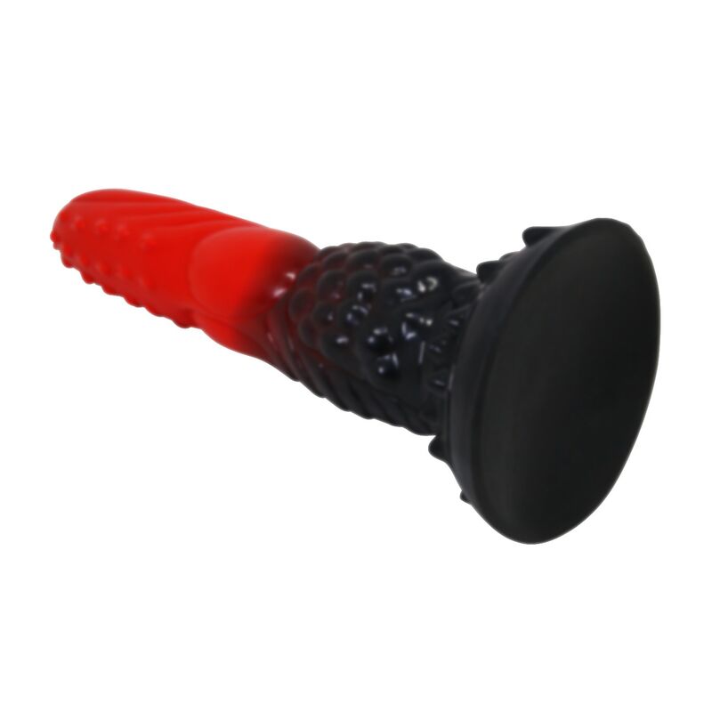 POWER MONSTERS – FIRE DRAGON FANTASY DILDO MED SUGPROPP 24,5 CM Ø 5,8 CM RÖD & SVART