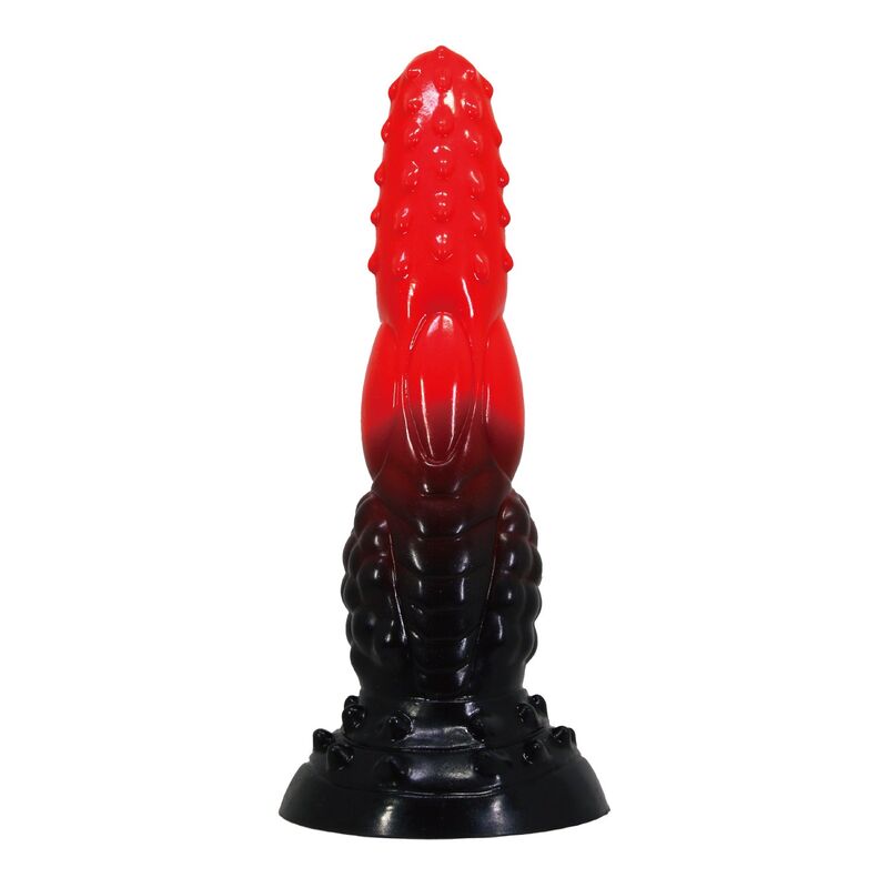 POWER MONSTERS – FIRE DRAGON FANTASY DILDO MED SUGPROPP 24,5 CM Ø 5,8 CM RÖD & SVART