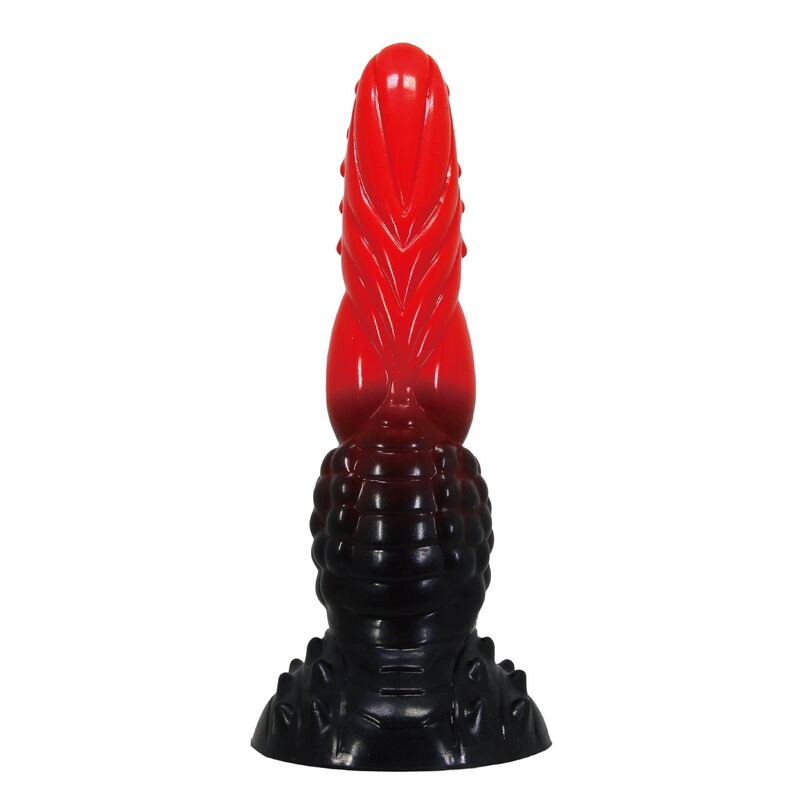 POWER MONSTERS – FIRE DRAGON FANTASY DILDO MED SUGPROPP 24,5 CM Ø 5,8 CM RÖD & SVART