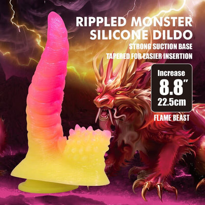 POWER MONSTERS - RIPPAD MONSTERFANTASY-DILDO MED SUGPROPP 22,5 CM Ø 5,5 CM ROSA & GUL