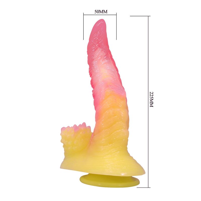 POWER MONSTERS - RIPPAD MONSTERFANTASY-DILDO MED SUGPROPP 22,5 CM Ø 5,5 CM ROSA & GUL