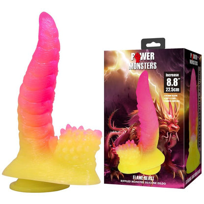 POWER MONSTERS - RIPPAD MONSTERFANTASY-DILDO MED SUGPROPP 22,5 CM Ø 5,5 CM ROSA & GUL