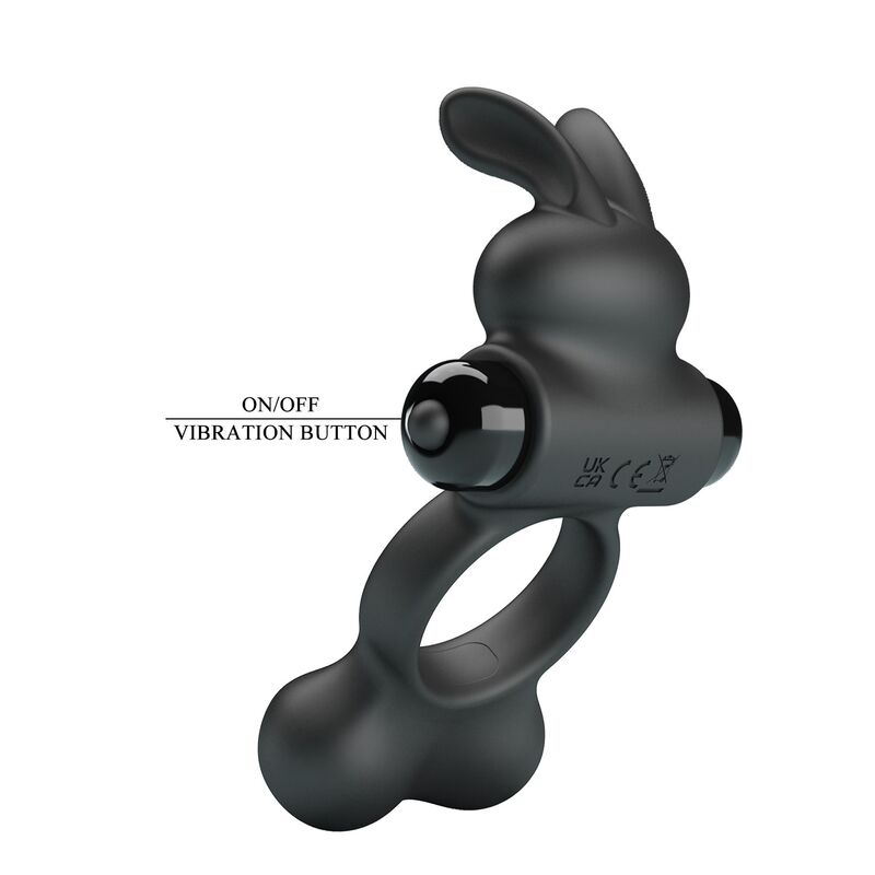 PRETTY LOVE - VIBRATING PENIS RING WITH BUNNY STIMULATOR 10 FUNCTIONS BLACK