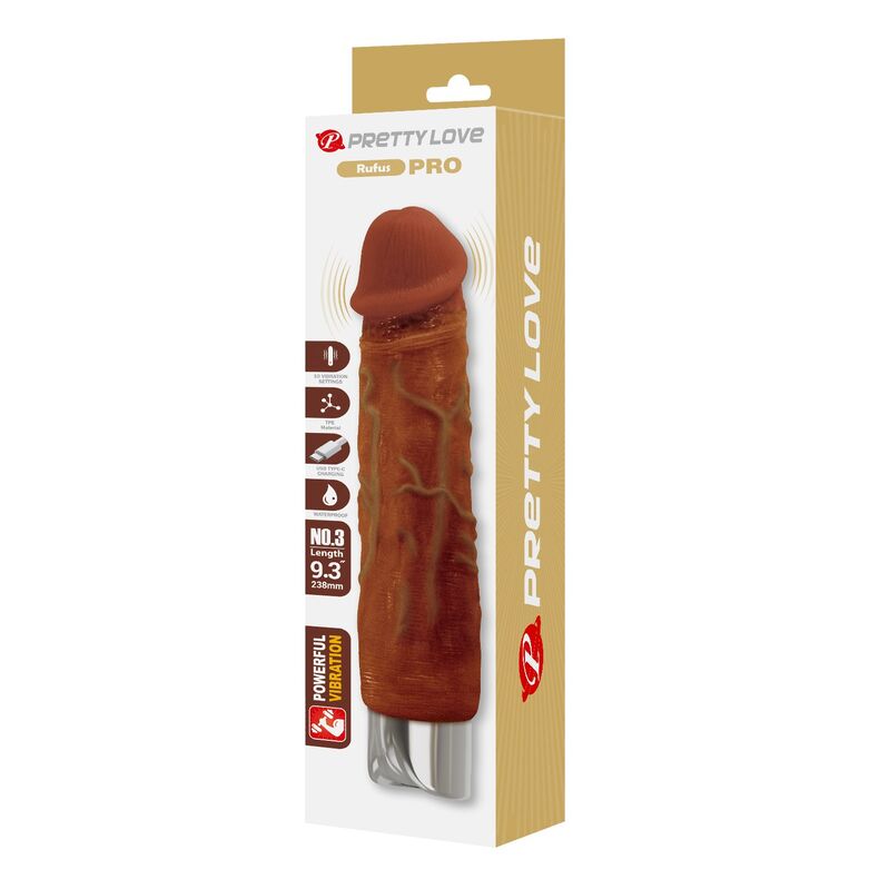 PRETTY LOVE - DUKE REALISTISK VIBRATOR 23,5 CM Ø 4,8 CM BRUN
