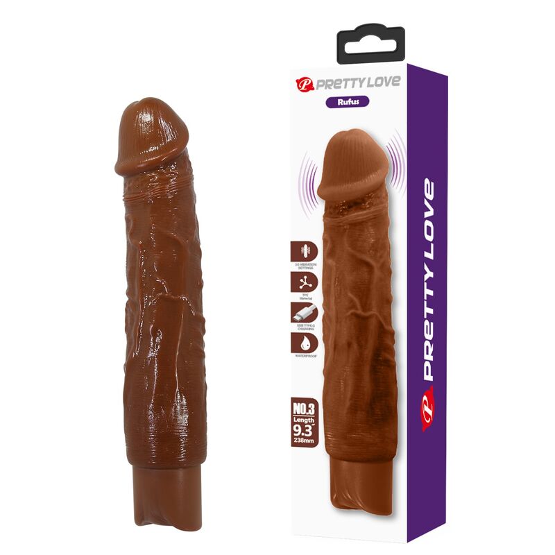 PRETTY LOVE - DUKE REALISTISK VIBRATOR 23,5 CM Ø 4,8 CM BRUN