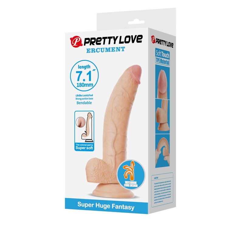 PRETTY LOVE - ELLCUMENT REALISTISK FLEXIBEL DILDO 18 CM Ø 4,5 CM TPE NATURLIG