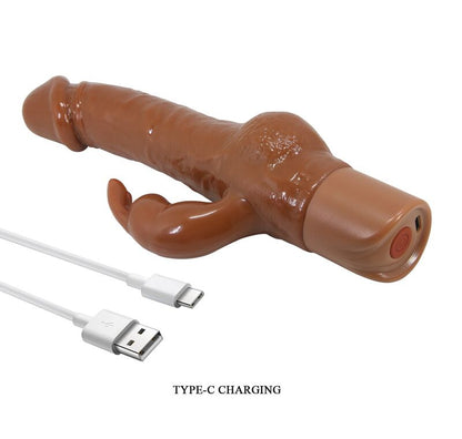 PRETTY LOVE - ELLISON REALISTISK KANINVIBRATOR 22,6 CM Ø 4,2 CM BRUN