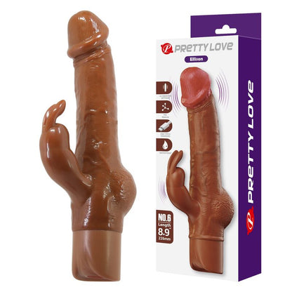 PRETTY LOVE - ELLISON REALISTISK KANINVIBRATOR 22,6 CM Ø 4,2 CM BRUN