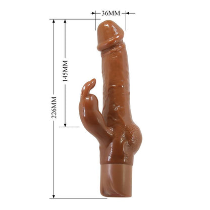 PRETTY LOVE - ELLISON REALISTISK KANINVIBRATOR 22,6 CM Ø 4,2 CM BRUN