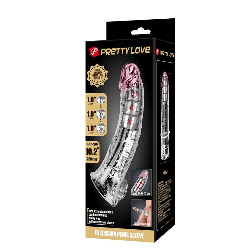 PRETTY LOVE - JUSTERBAR PENISFÖRLÄNGARE 26 CM Ø 4 CM TRANSPARENT