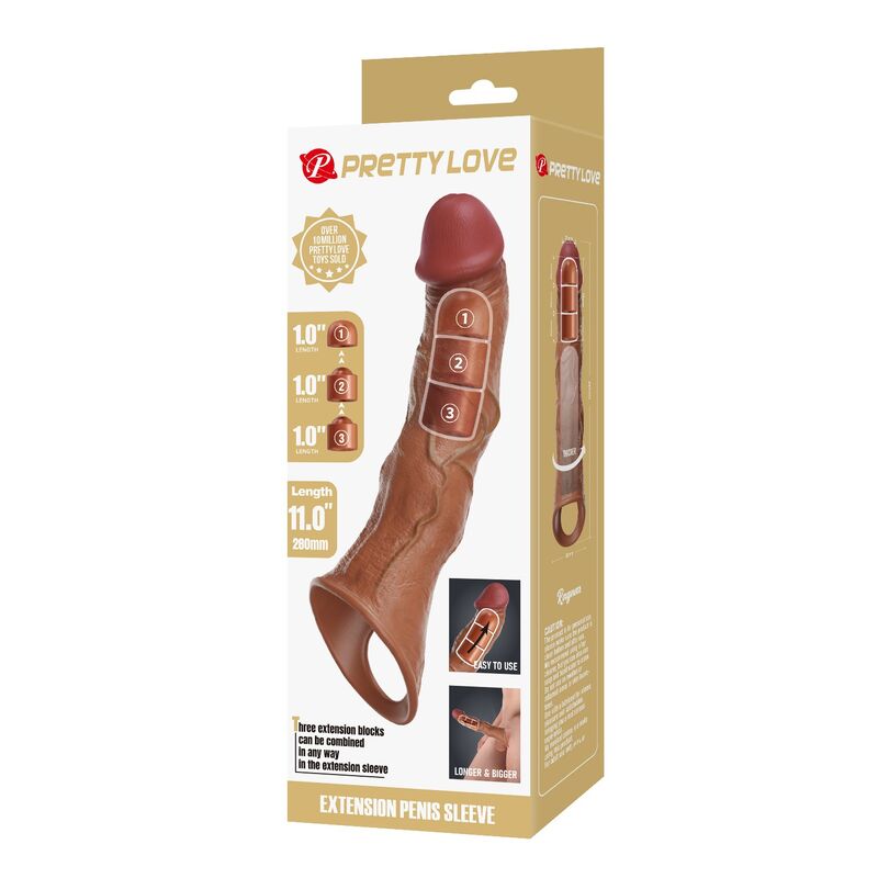 PRETTY LOVE – JUSTERBAR PENISFÖRLÄNGARE 28 CM Ø 4,5 CM BRUN