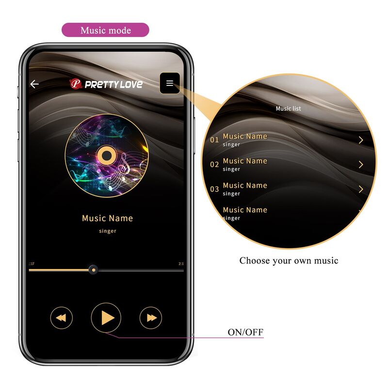PRETTY LOVE - PULSEN APP-STYRT VIBRERANDE ÄGG 12 FUNKTIONER USB-UPPLADDNINGSBART ROSA