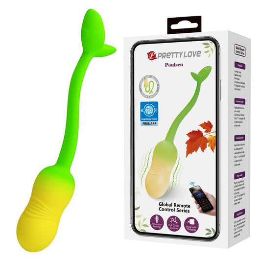 PRETTY LOVE - PULSEN APP-STYRT VIBRERANDE ÄGG 12 FUNKTIONER USB-UPPLADDNINGSBART GRÖN-GULT