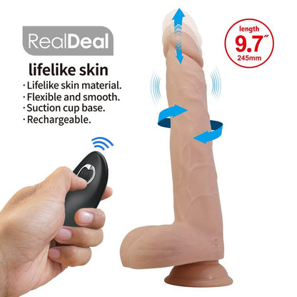 PRETTY LOVE - NOLAN STÖTANDE & ROTERANDE VIBRERANDE DILDO FJÄRRKONTROLL 24,5 CM Ø 5 CM NATURLIG