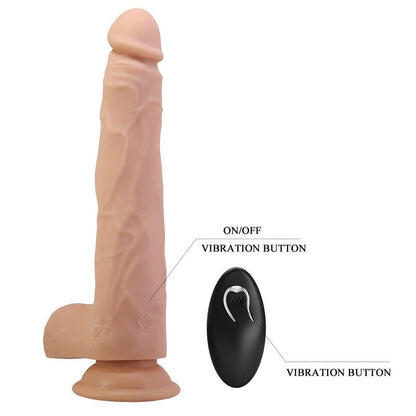 PRETTY LOVE - NOLAN STÖTANDE & ROTERANDE VIBRERANDE DILDO FJÄRRKONTROLL 24,5 CM Ø 5 CM NATURLIG