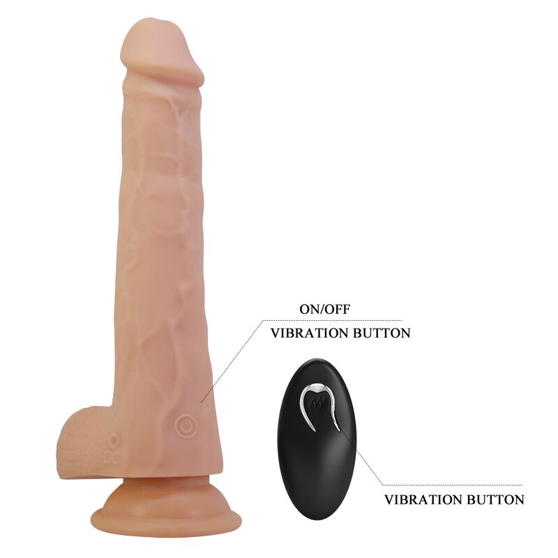 PRETTY LOVE - MILES STÖTANDE & ROTERANDE VIBRERANDE DILDO FJÄRRKONTROLL 23,5 CM Ø 4,8 CM NATURLIG