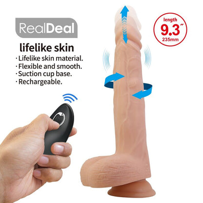 PRETTY LOVE - MILES STÖTANDE & ROTERANDE VIBRERANDE DILDO FJÄRRKONTROLL 23,5 CM Ø 4,8 CM NATURLIG