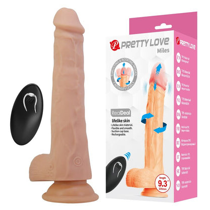 PRETTY LOVE - MILES STÖTANDE & ROTERANDE VIBRERANDE DILDO FJÄRRKONTROLL 23,5 CM Ø 4,8 CM NATURLIG