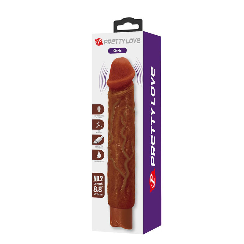 PRETTY LOVE - OWEN REALISTISK VIBRATOR 22,5 CM Ø 4,5 CM BRUN