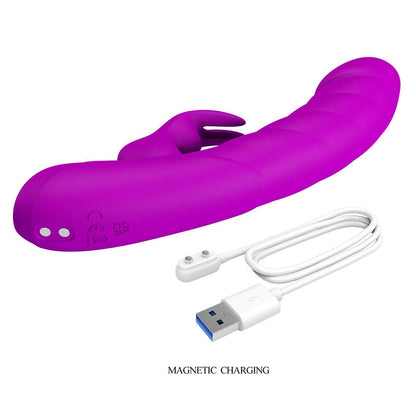 PRETTY LOVE - MONICA RECHARGEABLE DUAL STIMULATION G-SPOT AND CLITORAL VIBRATOR PURPLE