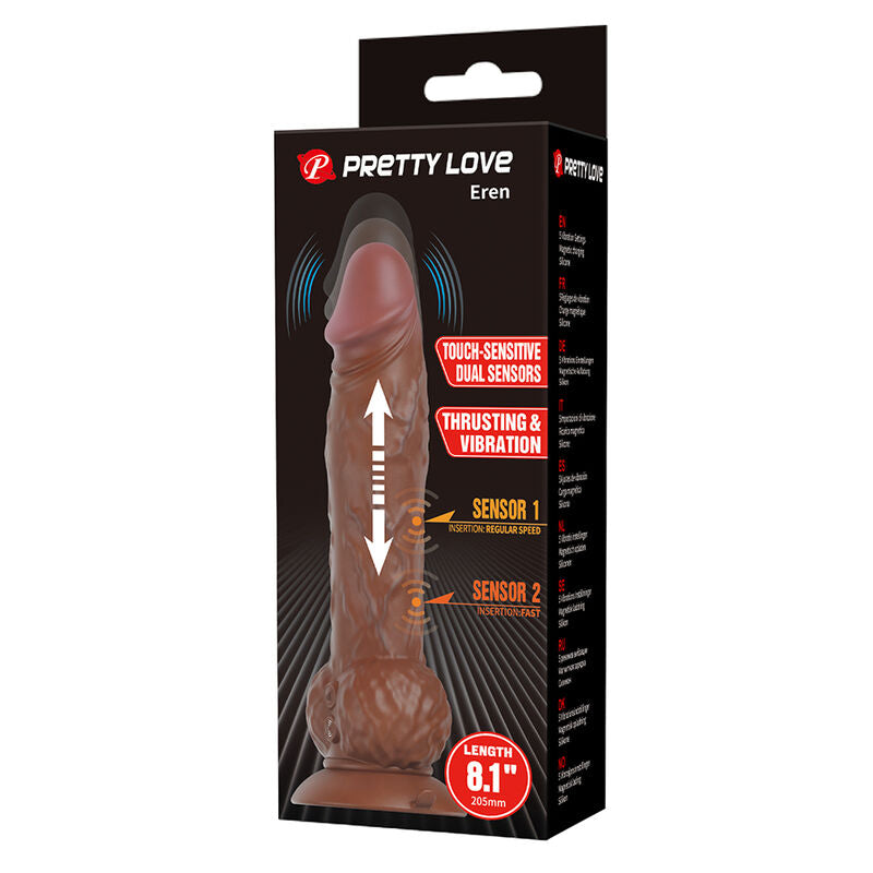 PRETTY LOVE - EREN STÖTANDE VIBRERANDE DILDO 20,5 CM Ø 4,5 CM BRUN