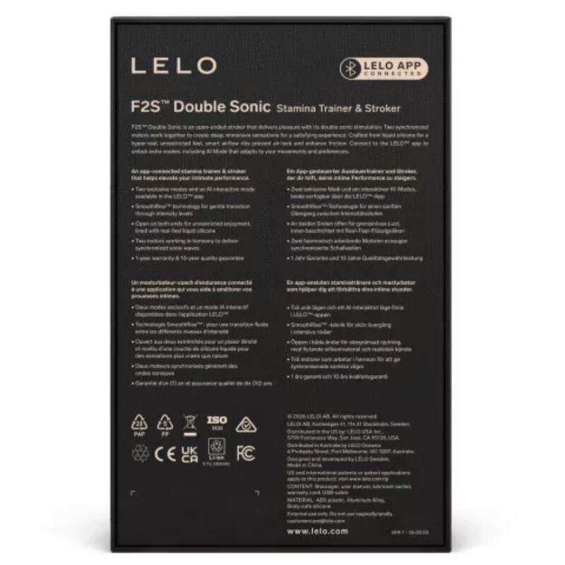 LELO - F2S DUBBEL SONISK MASKULIN ONANATOR MED DUBBEL SONISK STIMULERING TURKOS