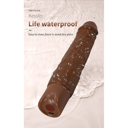 PRETTY LOVE – KESSLER REALISTISK VIBRERANDE DILDO MED 10 VIBRATIONSLÄGEN OCH 10 STÖTLÄGEN, 22 CM, BRUN